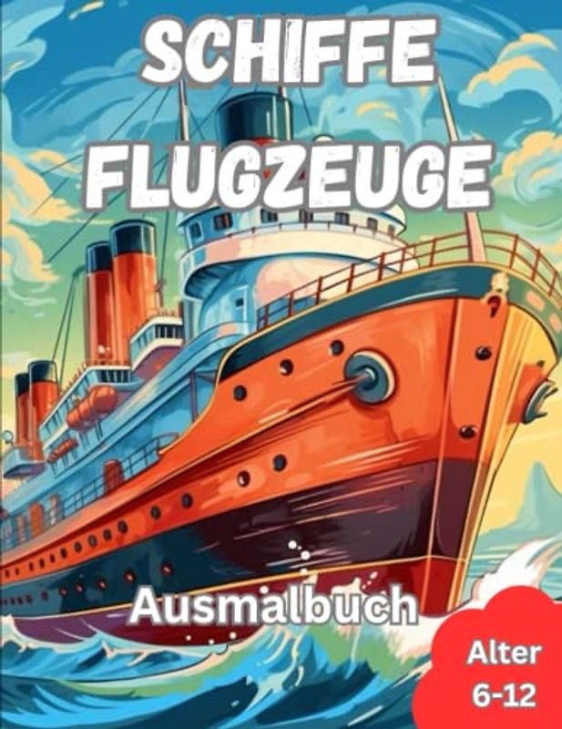 Schiffe und Flugzeuge: Ausmalbilder für Kinder