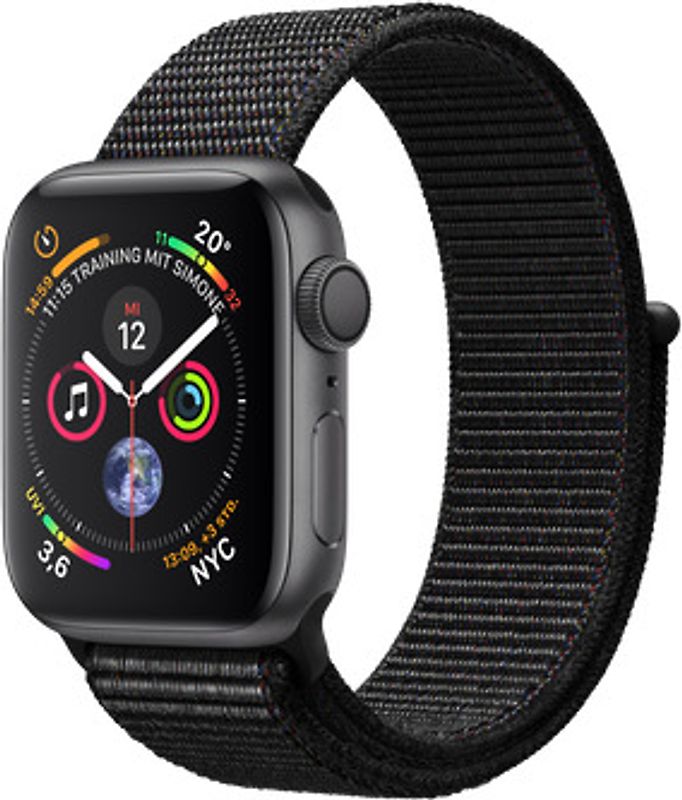 Apple Watch Serie 4 40 mm alloggiamento in alluminio space grigio con Loop sportivo nero [Wi-Fi]