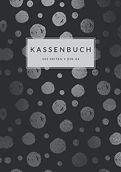 Kassenbuch • Din A4 • 102 Seiten: Doppelseitige Kassenabrechnung mit MwSt.-Spalte für Kleingewerbe, Kleinunternehmer, Selbstständige, ... zum Eintragen • Schwarzes Design mit Punkten