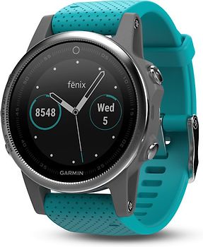 Garmin Fenix 5S 42 mm argent au bracelet silicone turquoise