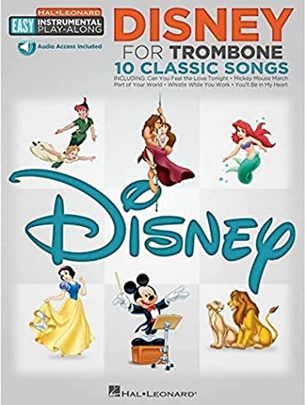 Easy Instrumental Play-Along: Disney For Trombone (Hal Leonard Easy Instrumental Play-Along): Trombone Easy Instrumental Play-Along Book with Online Audio Tracks