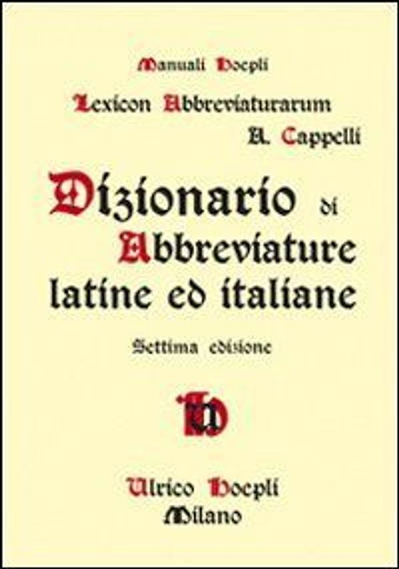 Dizionario di abbreviature latine ed italiane