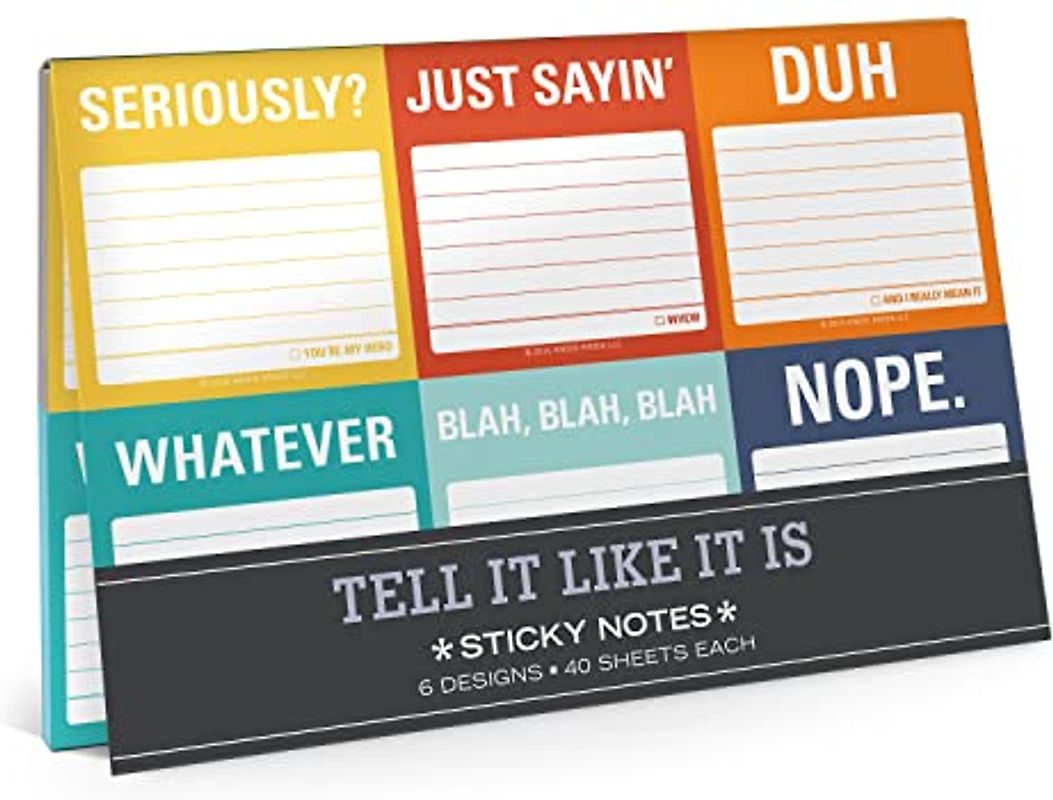 Knock Knock Tell It Like It Is Sticky Note Packet: 6 Desings - 40 Sheets each