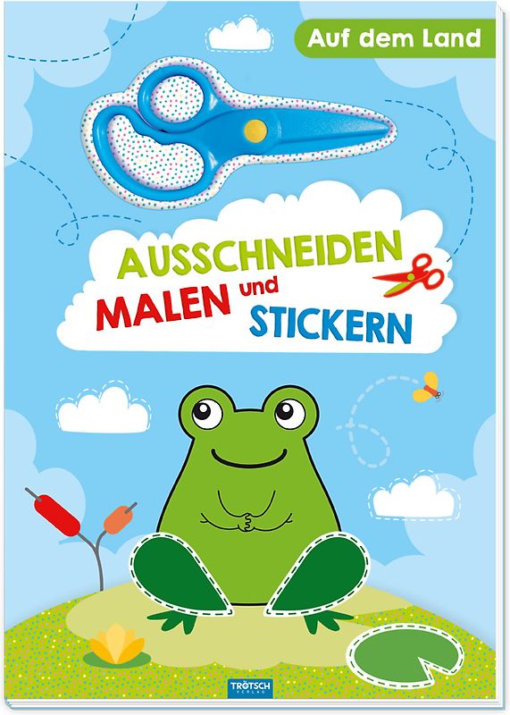 Trötsch Bastelbuch mit Schere Ausschneiden, Malen und Stickern Auf dem Land