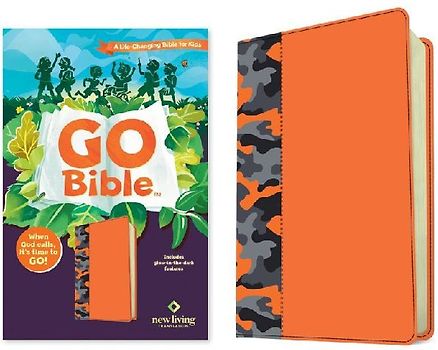 NLT Go Bible for Kids (Leatherlike, Orange Camo with Glow-In-The-Dark Features) (Leatherlike, Orange Camo)