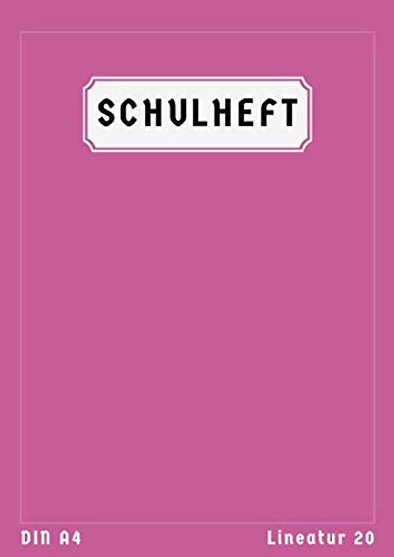 Schulheft A4 Lineatur 20: Blanko Heft A4 Lineatur 20 | 50 Blatt | Schreibheft 20 | Homeschooling und Schulanfang | Rosa