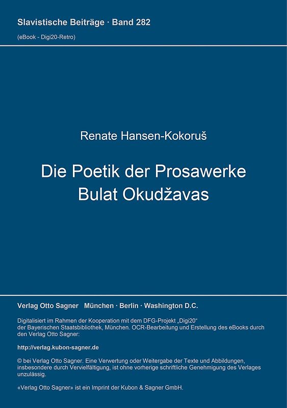 Die Poetik der Prosawerke Bulat Okudžavas