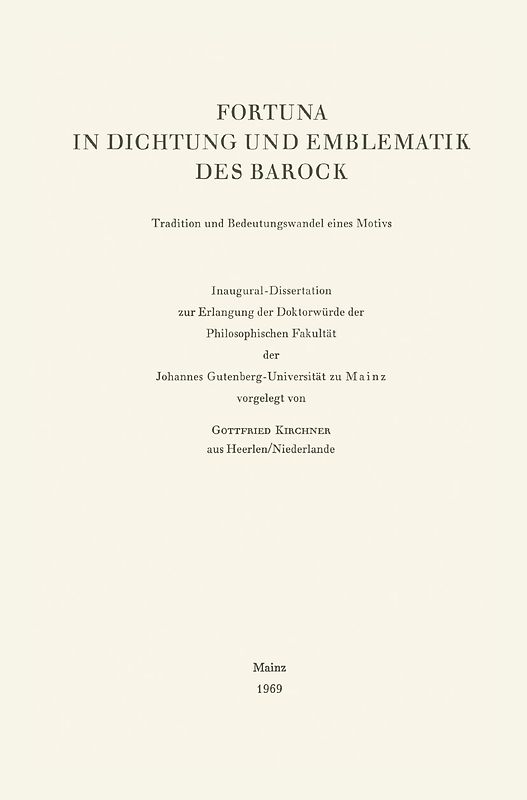 Fortuna in Dichtung und Emblematik des Barock