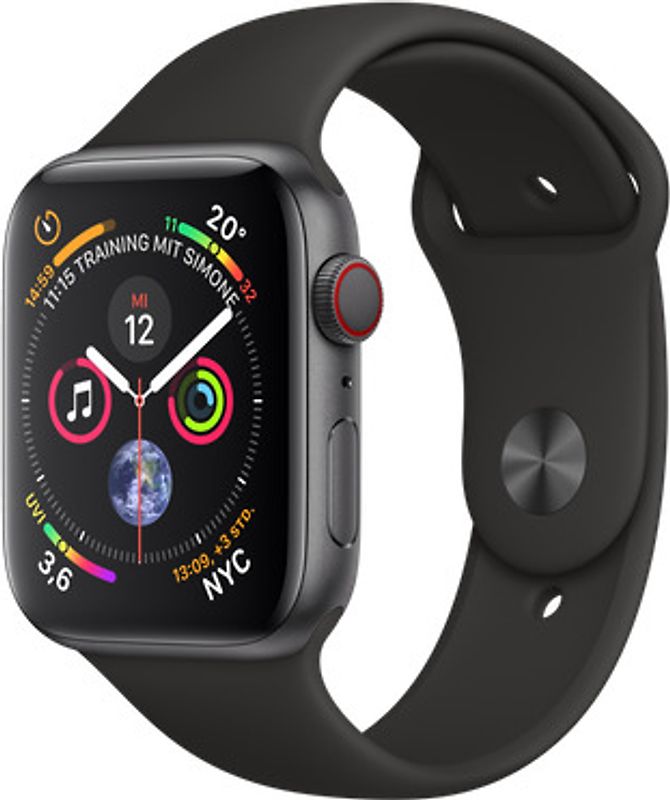 Apple Watch Serie 4 44 mm alloggiamento in alluminio space grigio con Loop sportivo nero [Wi-Fi + Cellular]