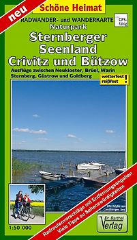 Radwander- und Wanderkarte Naturpark Sternberger Seenland, Crivitz, Bützow und Umgebung