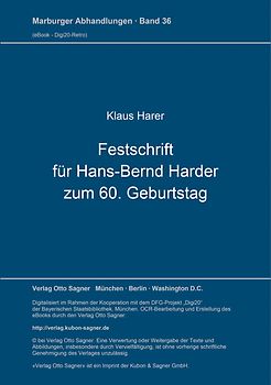 Festschrift für Hans-Bernd Harder zum 60. Geburtstag