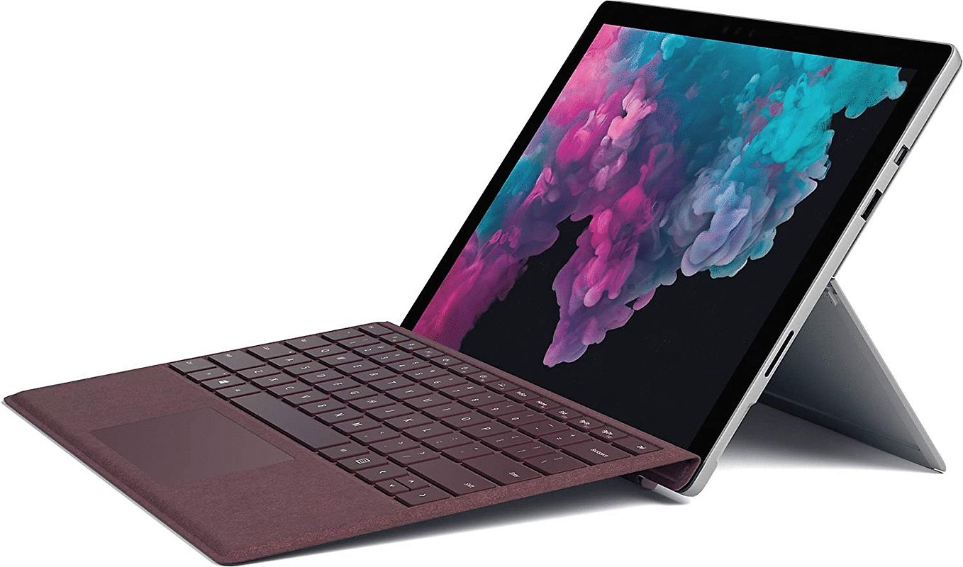 Microsoft Surface Pro 6 12,3" Intel Core i5 128GB SSD [Wi-Fi, inkl. bordeauxrotem Keyboard Dock, Surface Pro 4-Type Cover] platin grau