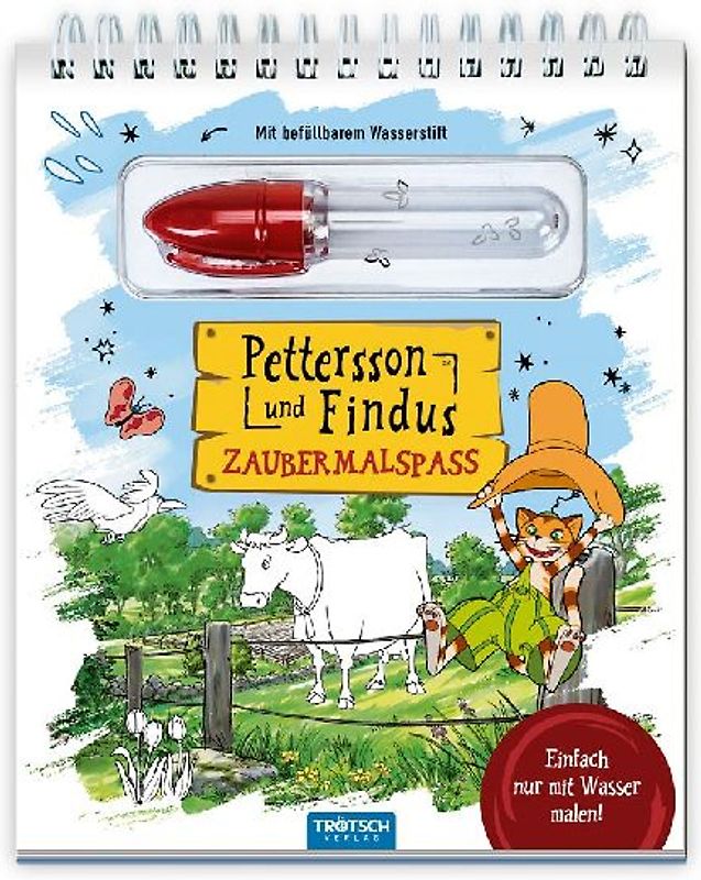 Trötsch Pettersson und Findus Zaubermalspaß mit Wasserstift Malblock