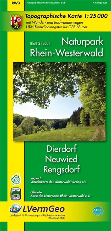 Naturpark Rhein-Westerwald, Blatt 3 (Süd) - Dierdorf, Neuwied, Rengsdorf (WR)