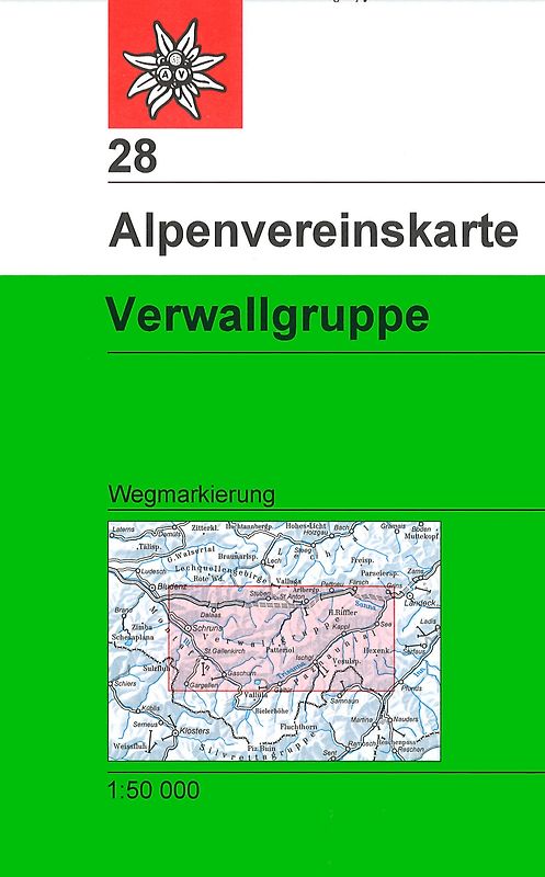 Verwallgruppe. Wegmarkierungen - Topographische Karte 1:50000