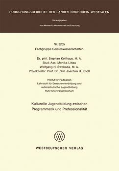 Kulturelle Jugendbildung zwischen Programmatik und Professionalität