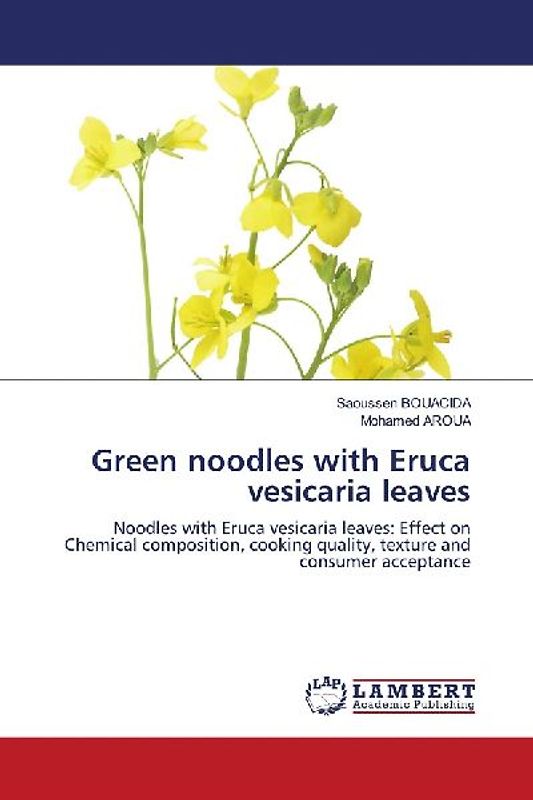 Green noodles with Eruca vesicaria leaves