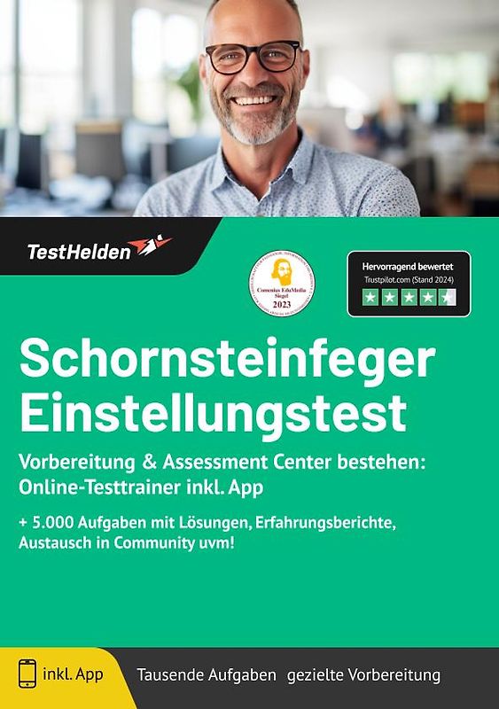 Schornsteinfeger Einstellungstest: Vorbereitung & Assessment Center bestehen: Online-Testtrainer inkl. App | + 5.000 Aufgaben mit Lösungen, Erfahrungsberichte, Austausch in Community uvm!