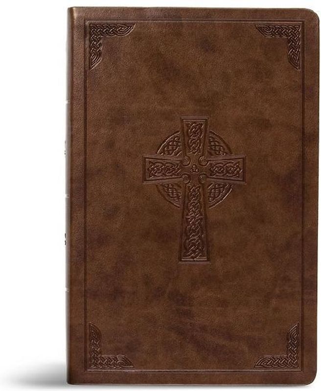 CSB Large Print Personal Size Reference Bible, Brown Celtic Cross Leathertouch