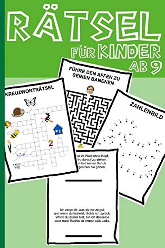 Das Dicke Rätselbuch Für Kinder Ab 9 Jahre: Buch mit Knobelaufgaben, Labyrinth, Zahlenbilder, Ausmalbilder, Kreuzworträtsel, Wortschlangen. ... Rätselheft, Rätselblock mit Wortsalat Spiel