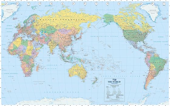 Politische Weltkarte mit Pazifik-Ansicht