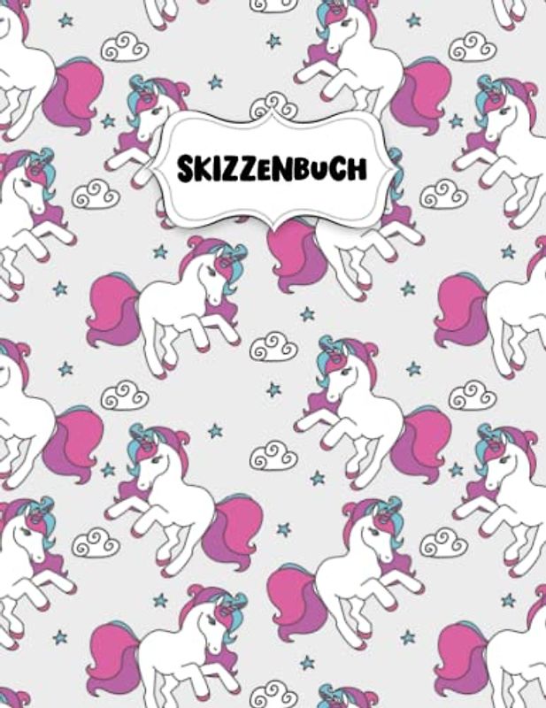 Skizzenbuch: Hübsches kleines Einhorn Zeichenblock A4 für Kinder: Blanko Zeichenmappe A4 Zeichen Block