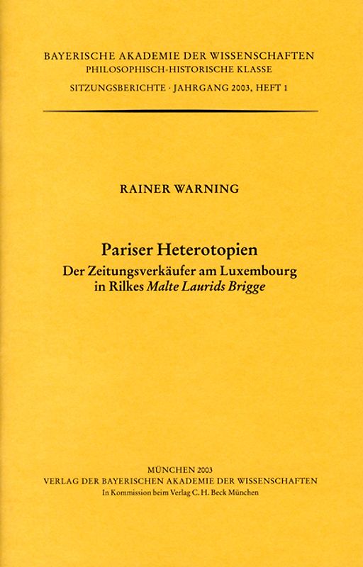 Werke des Verlags der Bayerischen Akademie der Wissenschaften bei... / Pariser Heterotopien