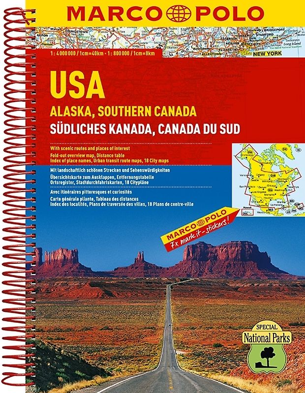 MARCO POLO ReiseAtlas USA, Alaska, Südliches Kanada 1:4 Mio.