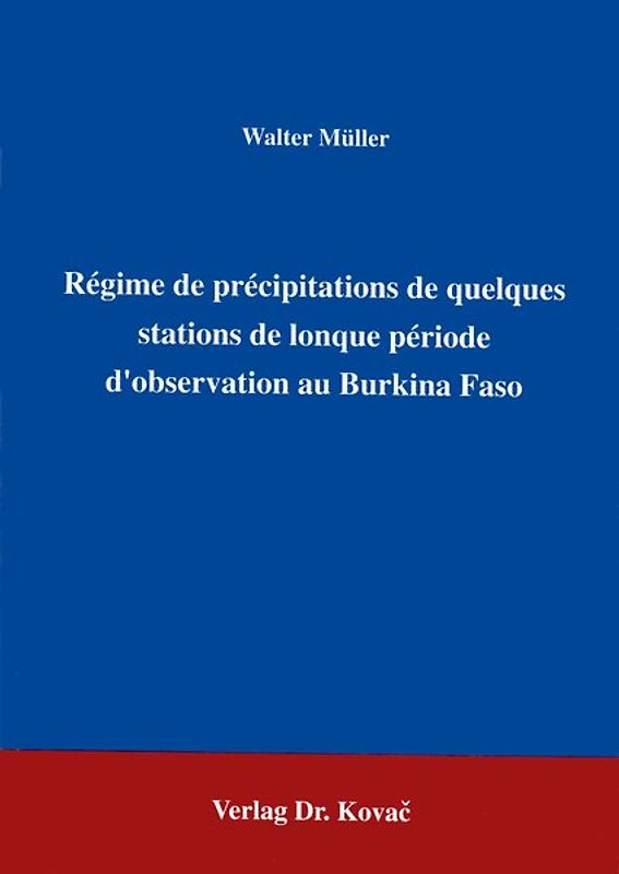 Régime de précipitations de quelques stations de lonque période d'observation au Burkina Faso