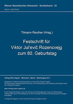 Festschrift für Viktor Jul'evič Rozencvejg zum 80. Geburtstag
