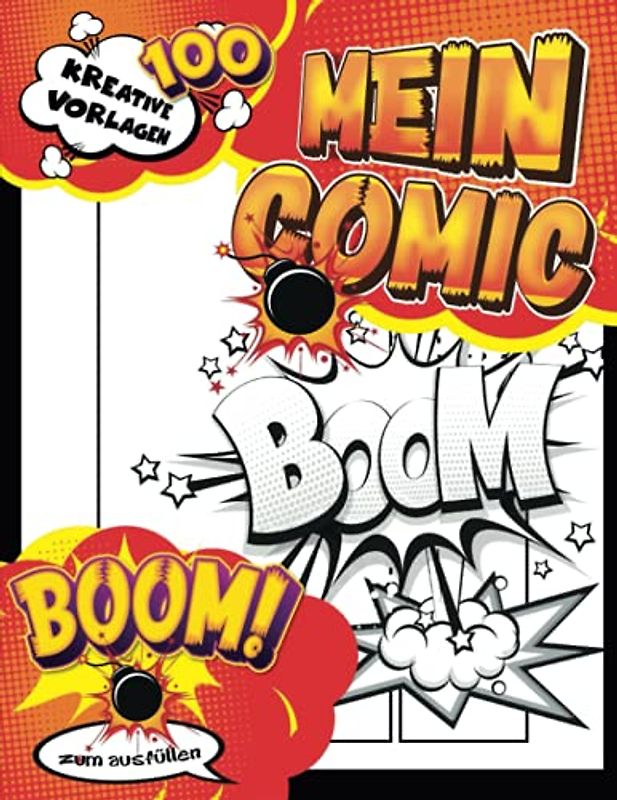 Anime Comic: Leere Comic-Buch-Vorlage zum Erstellen eigener Comics mit klassischem weißem Hintergrund, 3-6-Panel