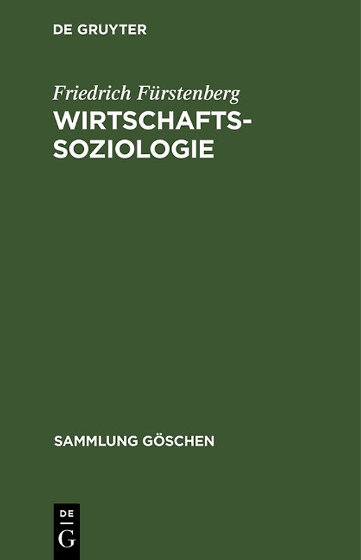 SG1193A FUERSTENBERG:WIRT- SCHAFTSSOZIOLOGIE 2A