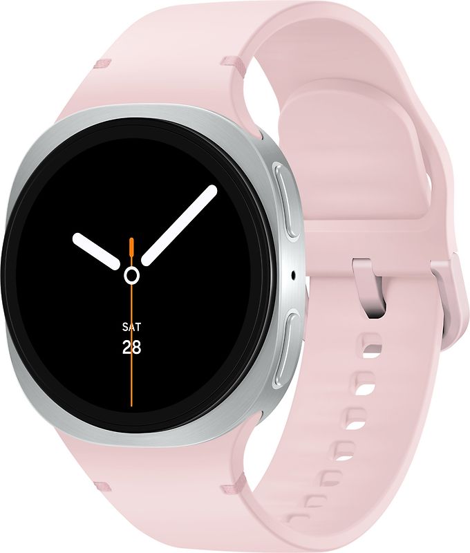 Samsung Galaxy Watch8 44 mm Boîtier aluminium argent sur Sport en silicone S/M rose [Wi-Fi + 4G]