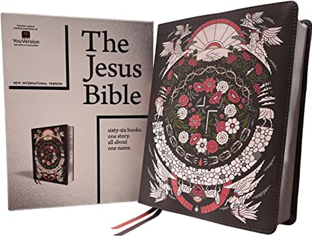 The Jesus Bible Artist Edition, NIV, Leathersoft, Gray Floral, Comfort Print: New International Version, Leathersoft, Gray Floral, Artist Edition