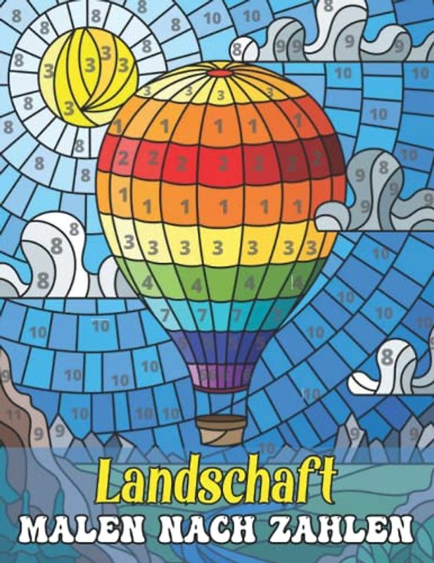 Landschaft Malen Nach Zahlen für Erwachsene: Malen Nach Zahlen Vögel, Blumen, Tiere und hübsche Muster in Großdruck