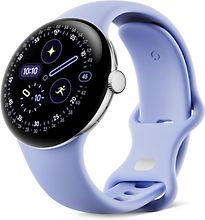 Image of Google Pixel Watch 4 41 mm Aluminium kast in zilverkleur met Sportbandje in iris [wifi + 4G] (Refurbished)