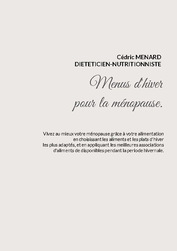 Menus d'hiver adaptés à la ménopause.
