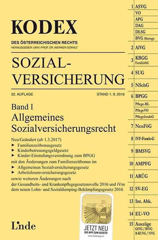 KODEX Sozialversicherung 2016/17, Band I