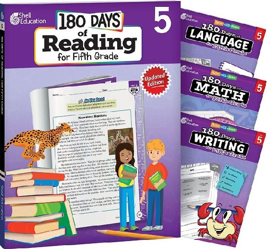 180 Days(tm) Reading, Math, Writing, & Language for Grade 5: 4-Book Set