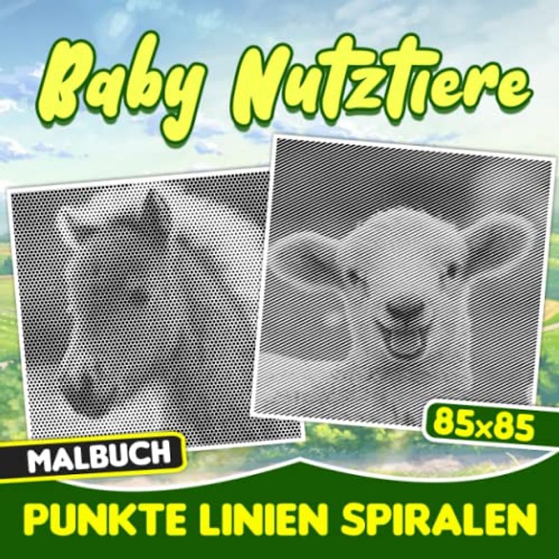Baby Nutztiere Punkte Linien Spiralen Malbuch: Natürliches Tiermalbuch Spiral | So zeichnen Sie Linienseiten für Kinder, Kinder oder Verliebte | ... | Urlaub | Jeder Anlass | Zum Stressabbau