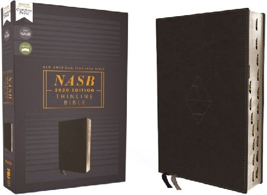 Nasb, Thinline Bible, Leathersoft, Black, Red Letter Edition, 2020 Text, Thumb Indexed, Comfort Print