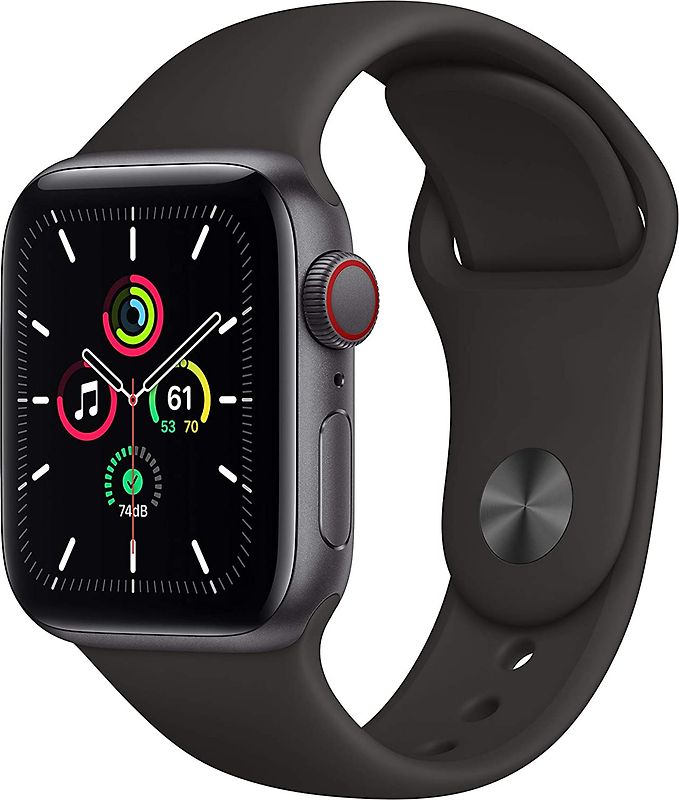 Apple Watch SE 40 mm boîter aluminium gris sidéral et bracelet sport noir [Wi-Fi + Cellulaire]