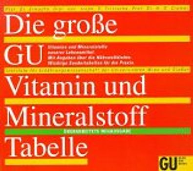 Die grosse GU Vitamin- und Mineralstoff-Tabelle. Vitamine und Mineralstoffe unserer Lebensmittel. Mit Angaben über die Nährstoffdichte. Wichtige Sondertabelle für die Praxis