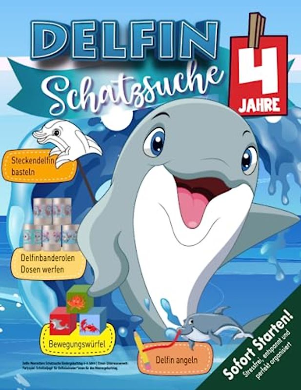 Delfin Meerestiere Schatzsuche Kindergeburtstag 4-6 Jahre: Ozean-Unterwasserwelt-Partyspiel-Schnitzeljagd für Delfinliebhaber*innen für den Meeresgeburtstag. (Bravo Schatzsuche)