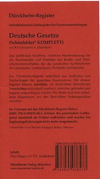 Schönfelder KOMPLETT (2011): 153 mit sämtlichen Gesetzesabkürzungen (BGB, StGB, ZPO) bedruckte Griffregister für die Sammlung: Schönfelder, Deutsche Gesetze Hauptband