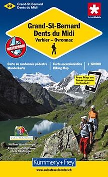 Grand-St-Bernard - Dents du Midi, Verbiez, Ovronnaz Wanderkarte Nr. 22