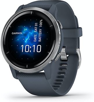 Garmin Venu 2 45 mm silber am Silikonarmband blau [Wi-Fi]