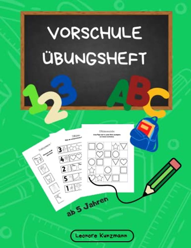 Vorschule Übungsheft: Übungen für Vorschüler, Vorschulbuch, mit Schwerpunkt Sprache, Zahlen- und Mengenverständnis, Logisches Denken, Schwungübungen