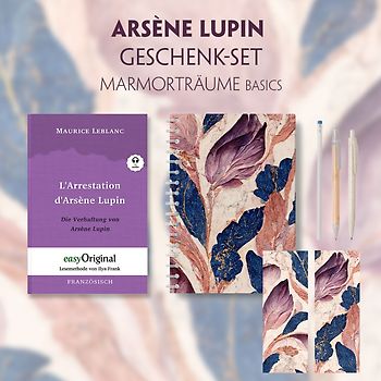 Die Verhaftung von d’Arsène Lupin - Geschenkset (Buch + Audio-Online) + Marmorträume Schreibset Basics