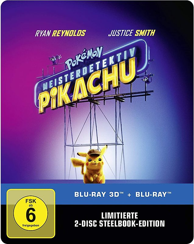 Pokémon: Meisterdetektiv Pikachu [Limitierte 2-Discs Steelbook Edition, 3D + 2D Blu-ray] 3D Blu-ray Disc